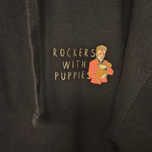 DOGS LIMITED ROCKERS WITH PUPPIES Black Hoodie Ozzie Bowie‎ Bono Sz Large EUC - Picture 8 of 15